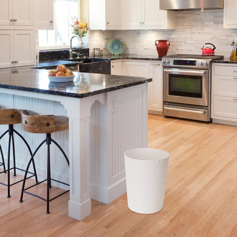 VKPLITE Small Plastic Trash Can - 1.8 Gallon - White - Wastebasket Garbage Can Container - Image 3